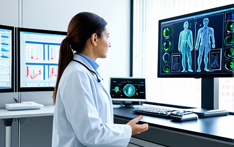 AI in Healthcare**

"A bright, modern hospital room. A doctor in a professional white coat, fully clothed, is consulting a holographic display of a patient's medical scan generated by AI. The room is clean and sterile, showcasing advanced technology. Background elements include medical equipment and charts. Safe for work, appropriate content, professional, perfect anatomy, correct proportions, natural pose, high quality."

**