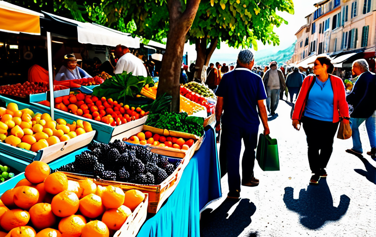Colorful Antioxidant-Rich Market Scene**

"A vibrant outdoor market in Provence, France, overflowing with colorful fruits and vegetables. Focus on baskets overflowing with berries, vibrant oranges, and leafy greens.  People are browsing and smiling.  Warm, sunny lighting.  Safe for work, appropriate content, fully clothed shoppers, professional quality, perfect anatomy, natural proportions, family-friendly scene."

**