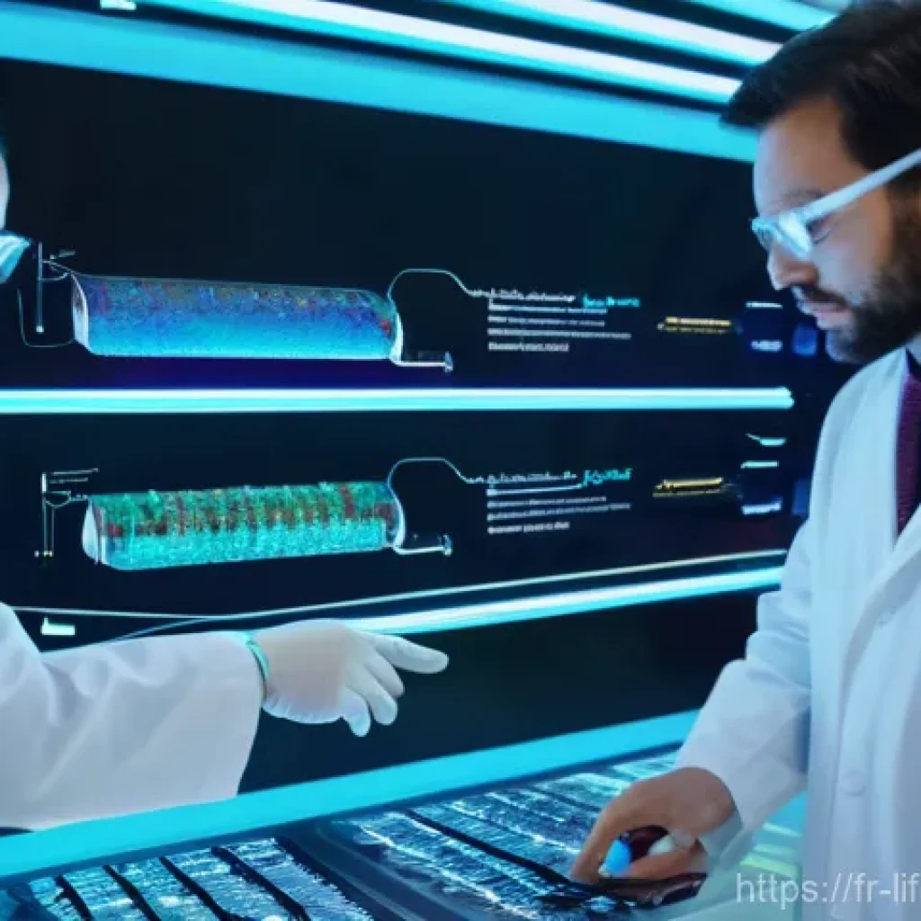평균수명과 유전자 연구 - **"The Living Library of DNA: Unlocking Longevity's Code"**
A futuristic, brightly lit laborator...