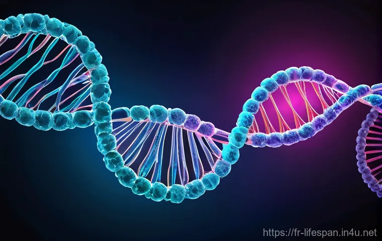 평균수명과 유전자 연구 - **"The Living Library of DNA: Unlocking Longevity's Code"**
    A futuristic, brightly lit laborator...