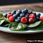 Home 21 평균수명 연장 전략 - A vibrant and detailed close-up of a healthy balanced meal featuring antioxidant-rich foods popular ...