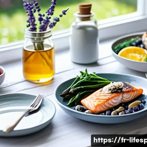 Home 32 뇌 건강과 평균수명 - A vibrant, healthy breakfast scene featuring a French-style table set near a sunny window, with a pl...
