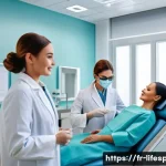 Home 19 항노화 치료 - A modern dermatology clinic scene showcasing a diverse group of adult patients receiving personalize...